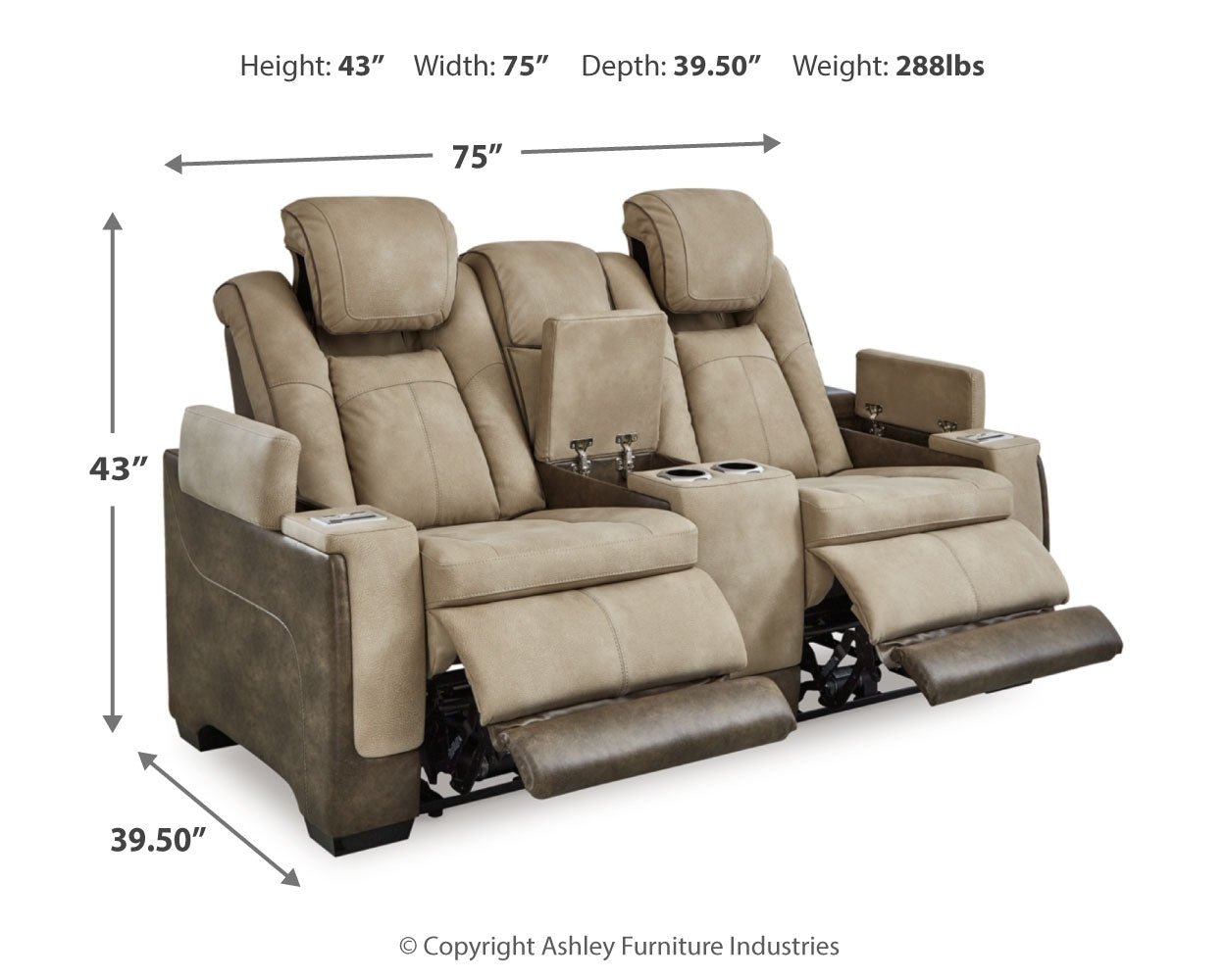 Next-Gen Durapella Power Reclining Loveseat with Console