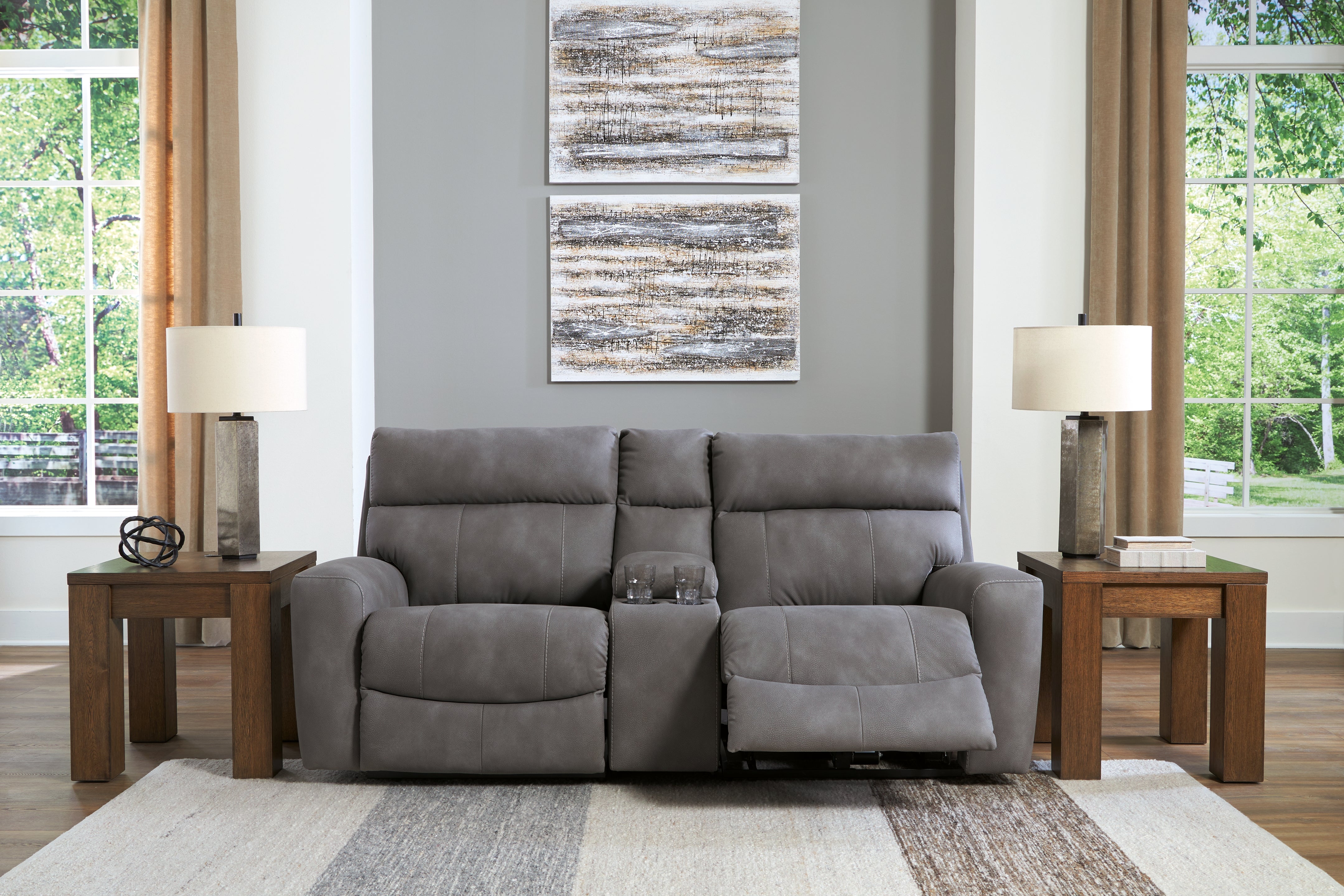 Next-Gen Durapella 3-Piece Power Reclining Sectional Loveseat with Console