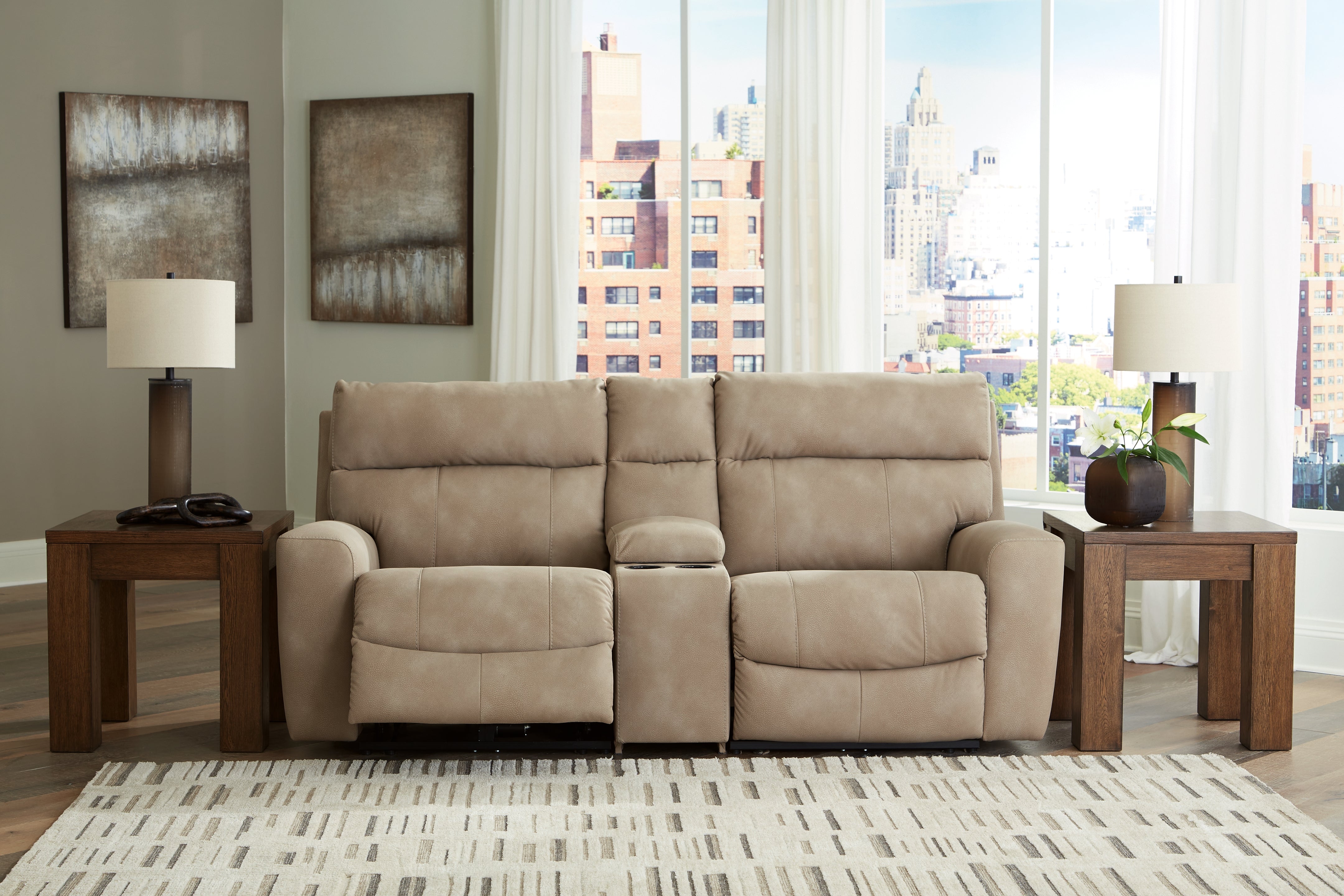 Next-Gen Durapella 3-Piece Power Reclining Sectional Loveseat with Console