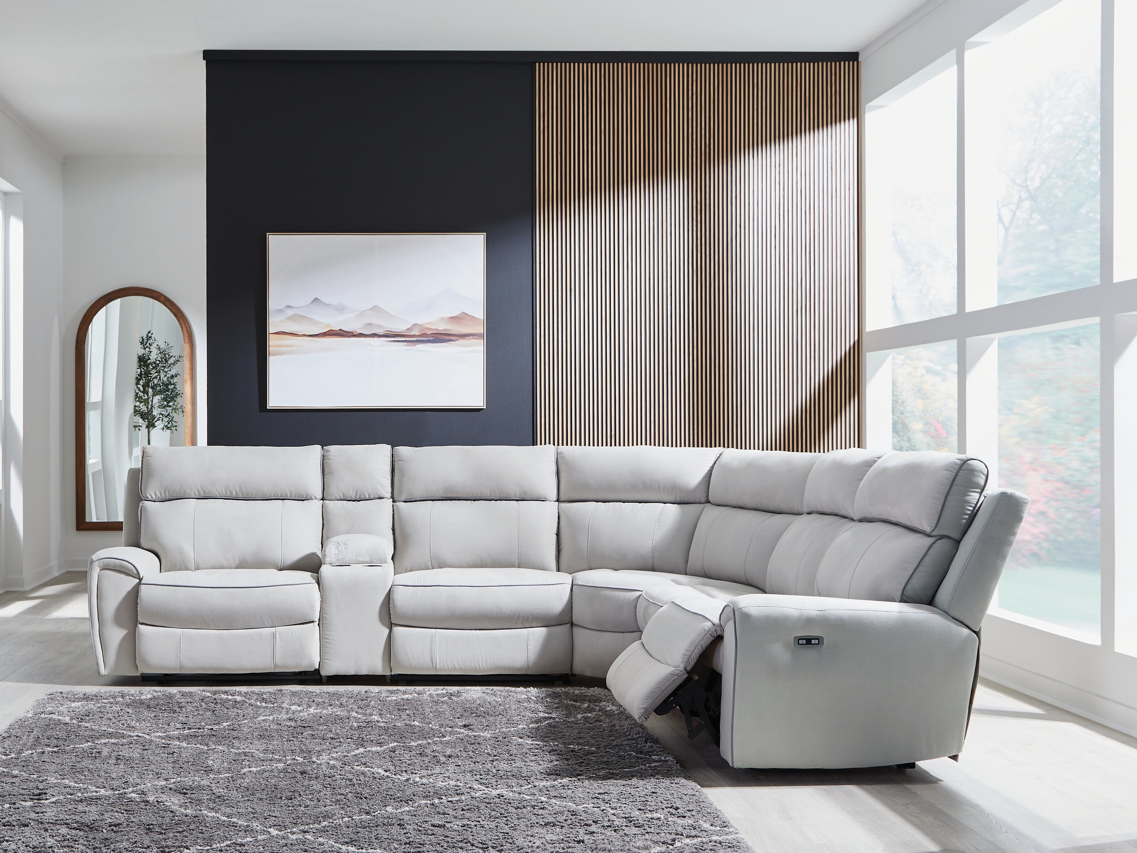 Social Pointe 6-Piece Reclining Sectional with Storage Console