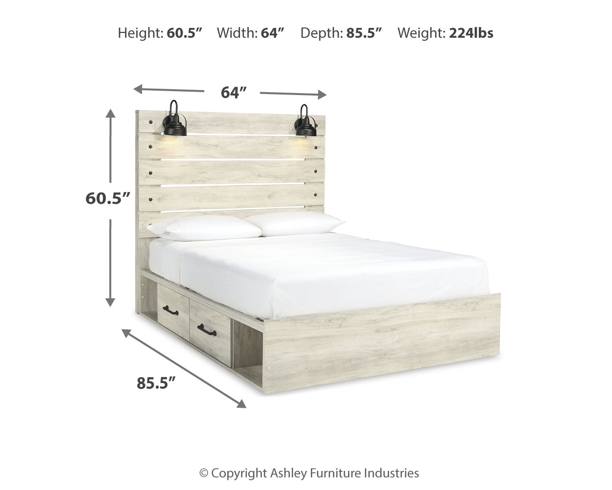 Cambeck Queen Panel Bed with 2 Storage Drawers