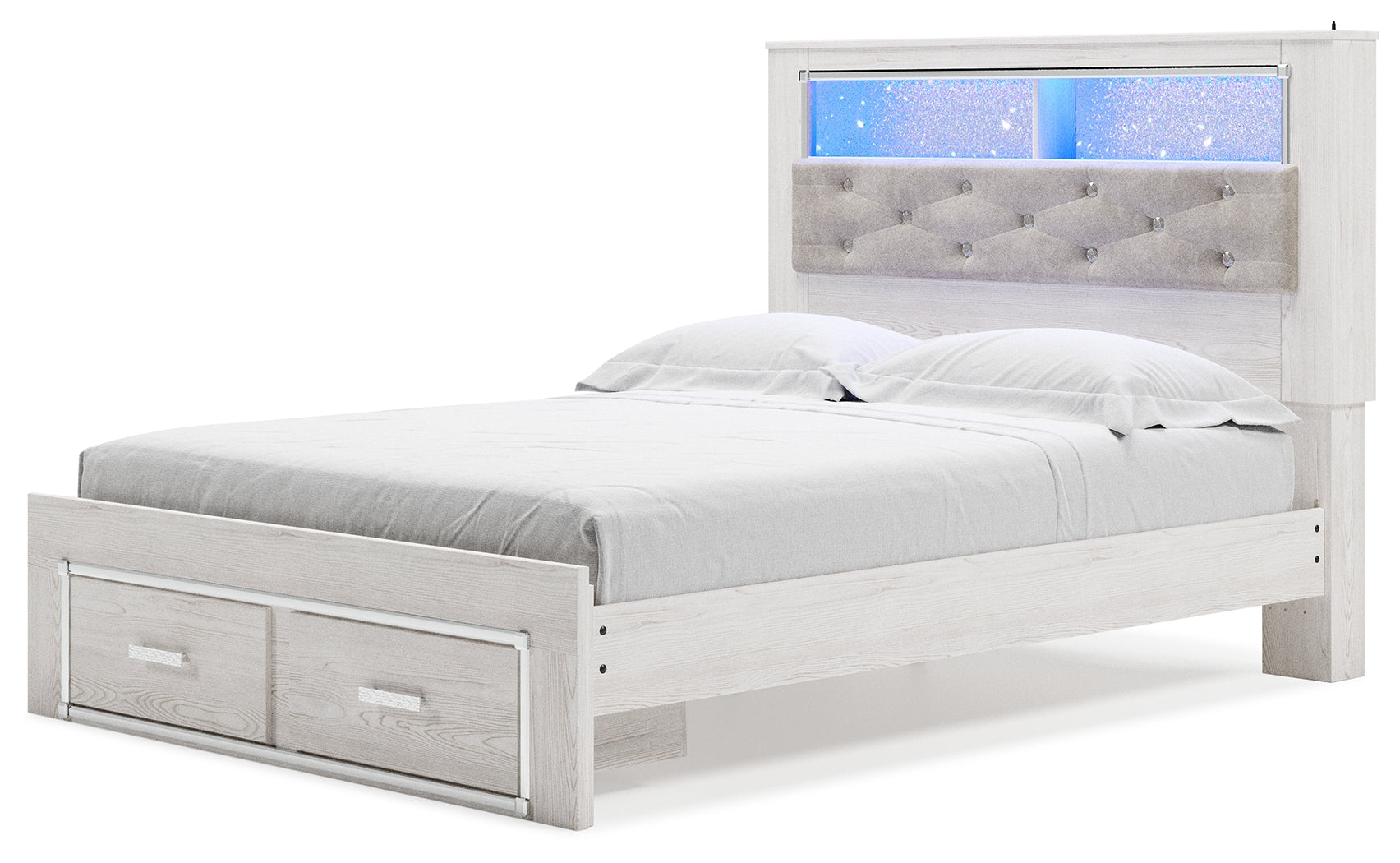 Altyra Queen Upholstered Bookcase Bed with Storage