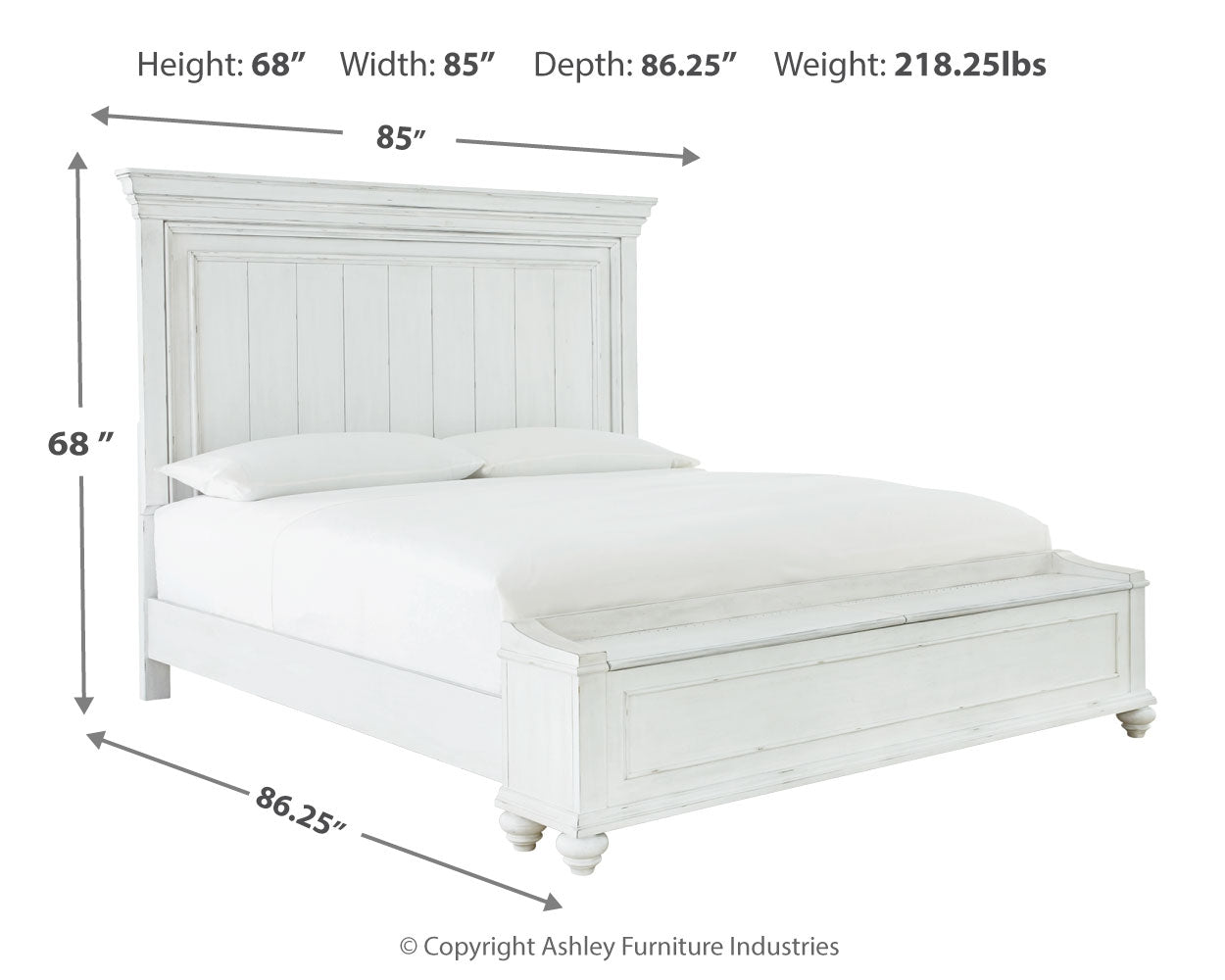 Kanwyn California King Panel Bed with Storage Bench