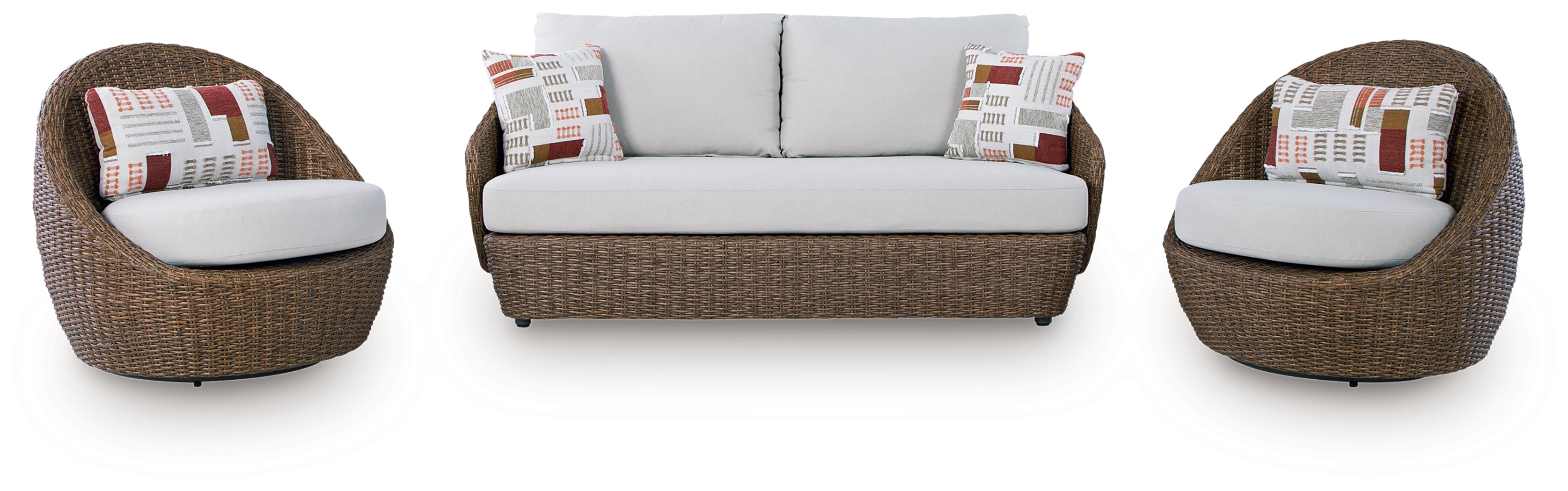Double Point Outdoor Loveseat/2 Swivel Chairs (Set of 3)
