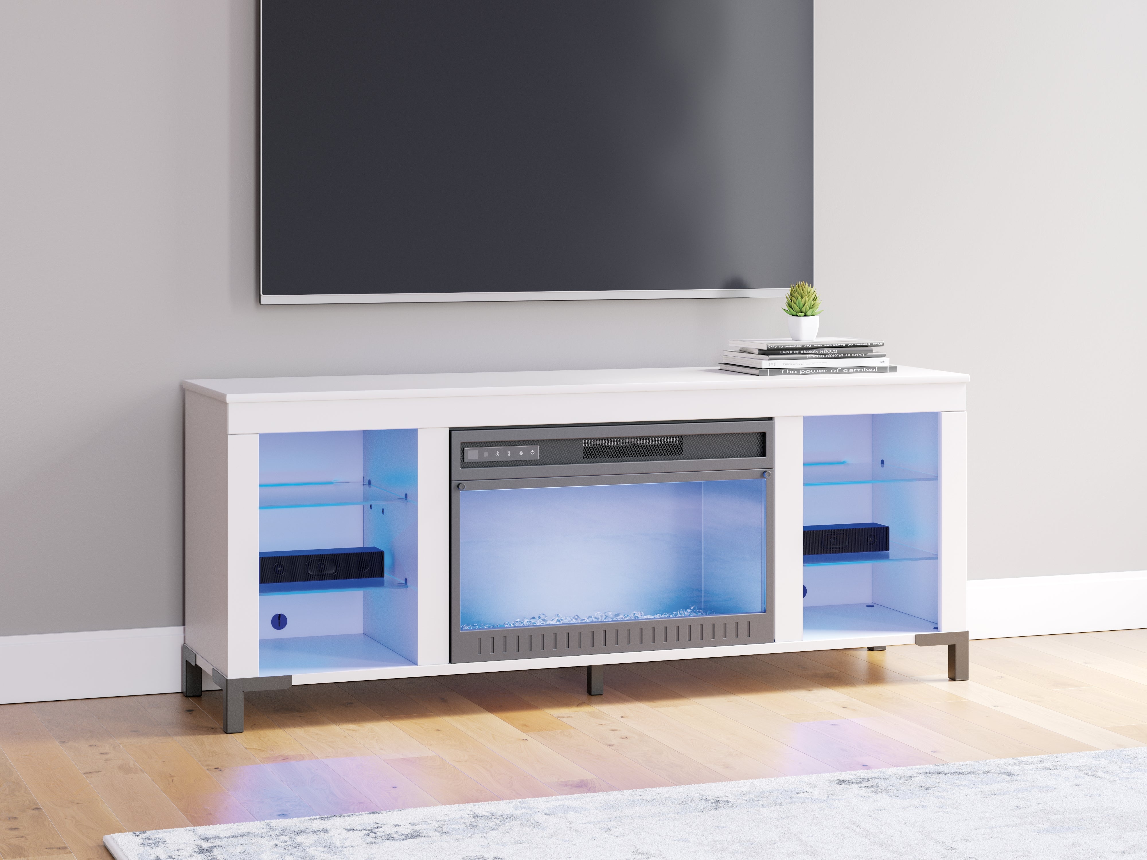 Brollevi 60\" TV Stand with Electric Fireplace