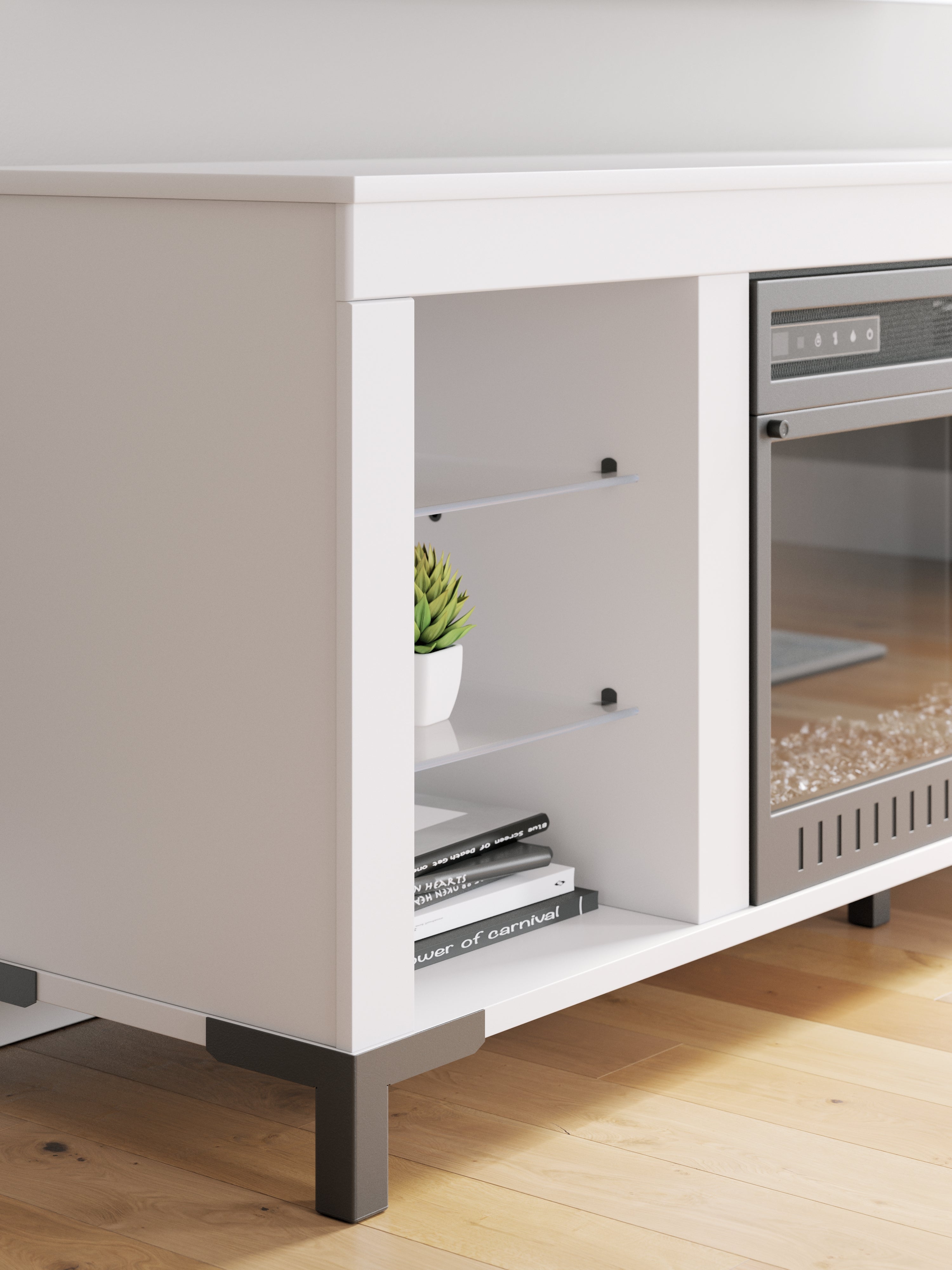 Brollevi 60\" TV Stand with Electric Fireplace