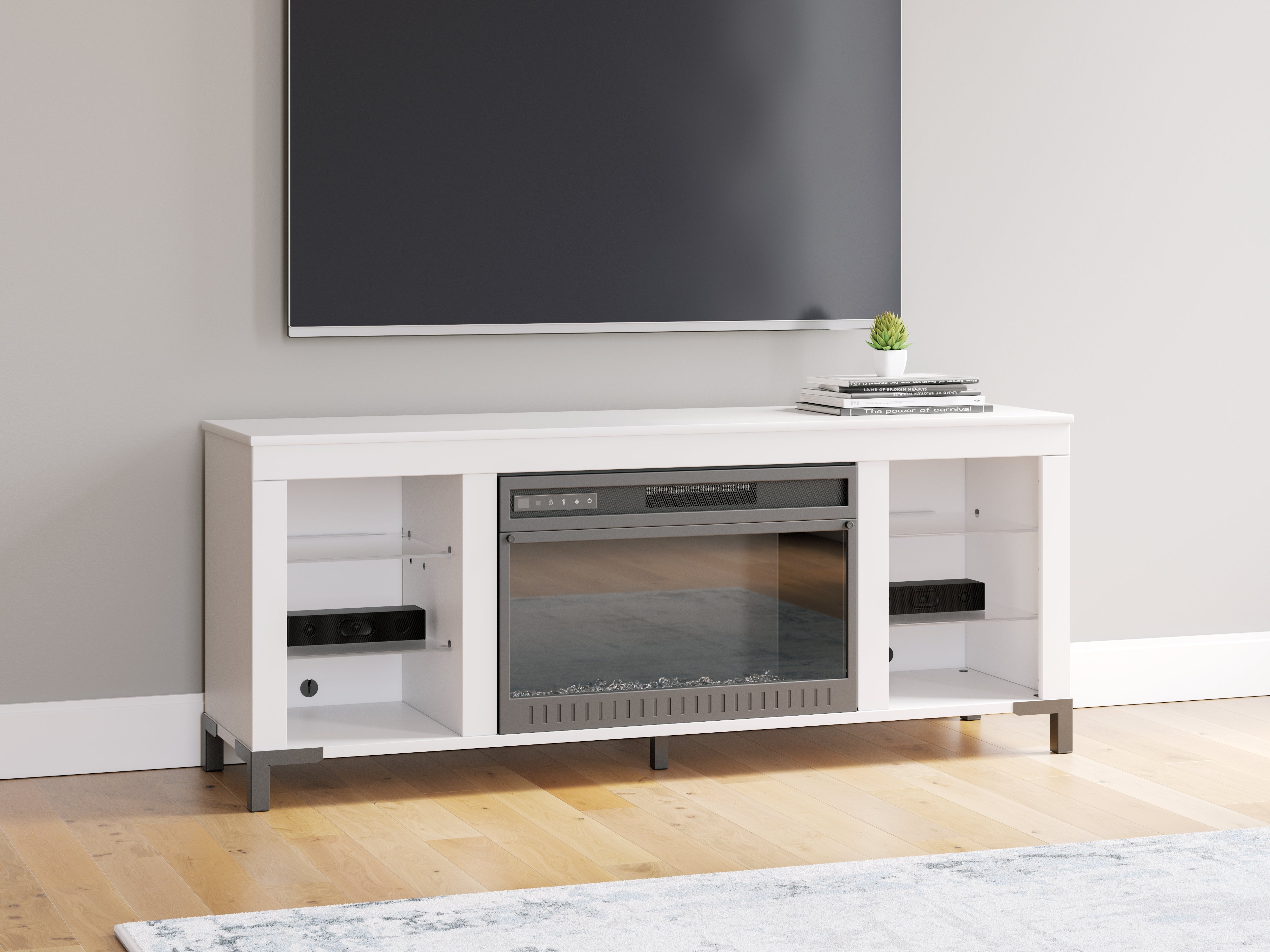 Brollevi 60\" TV Stand with Electric Fireplace