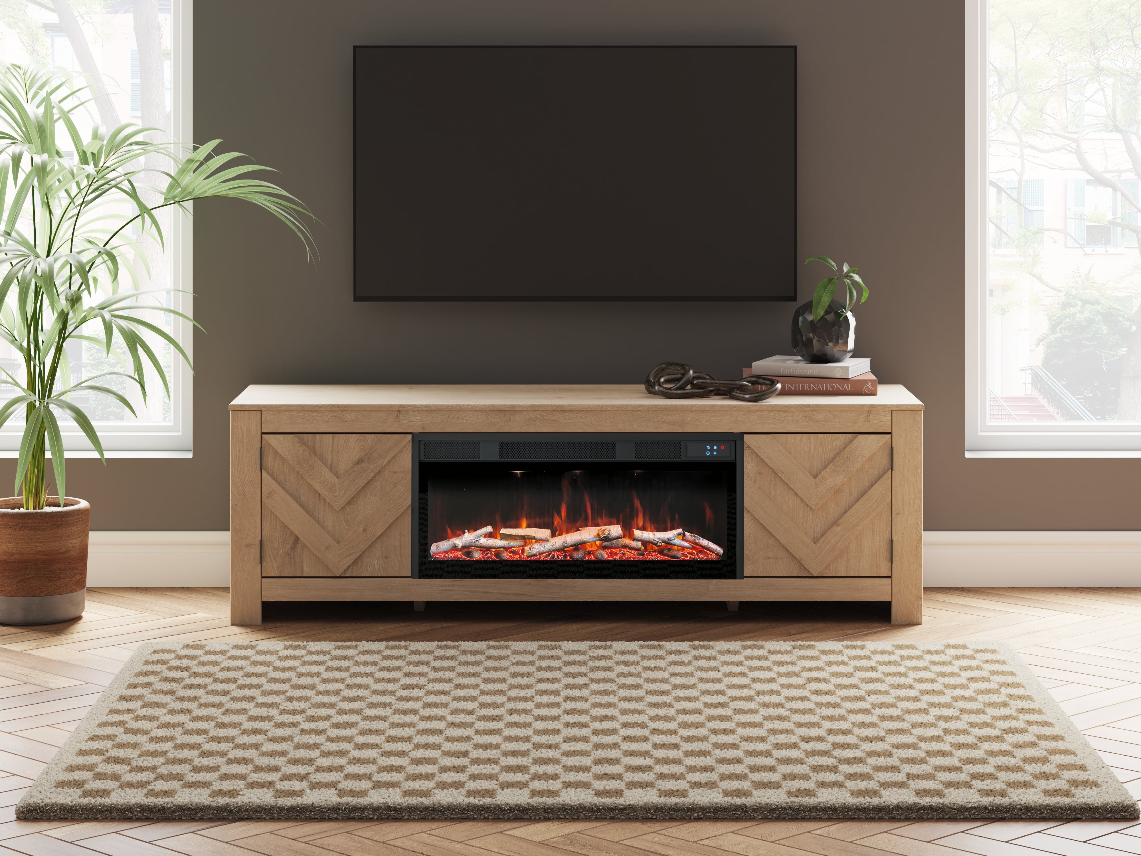 Cayboni 71\" TV Stand with Electric Fireplace