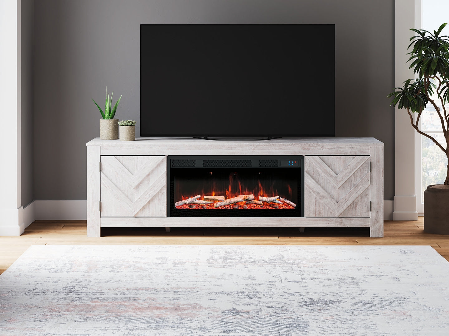 Cayboni 71\" TV Stand with Electric Fireplace