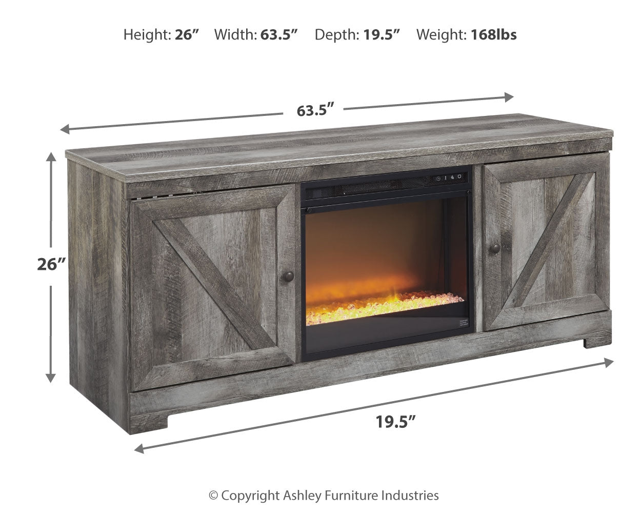 Wynnlow 63\" TV Stand with Electric Fireplace