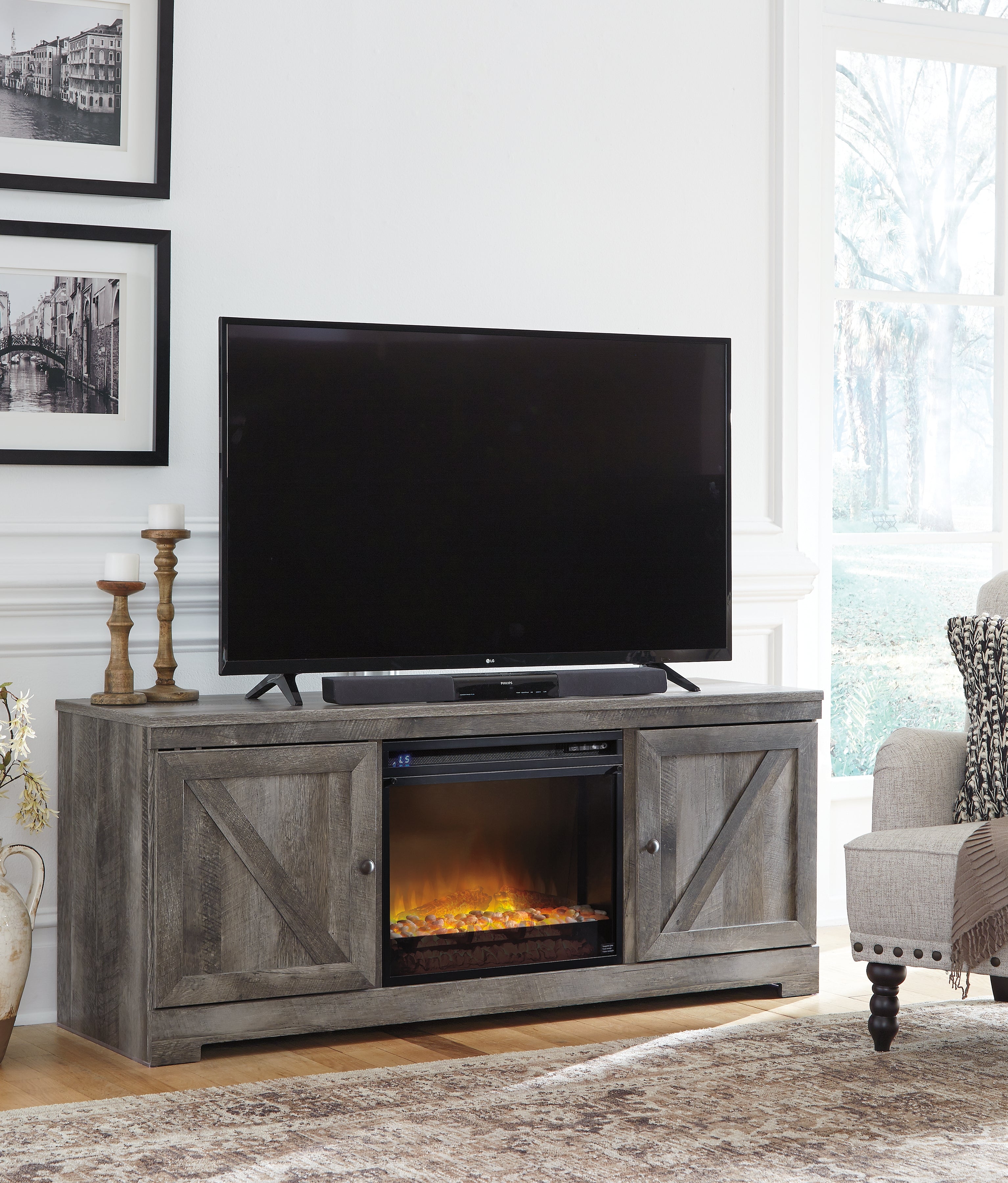 Wynnlow 63\" TV Stand with Electric Fireplace