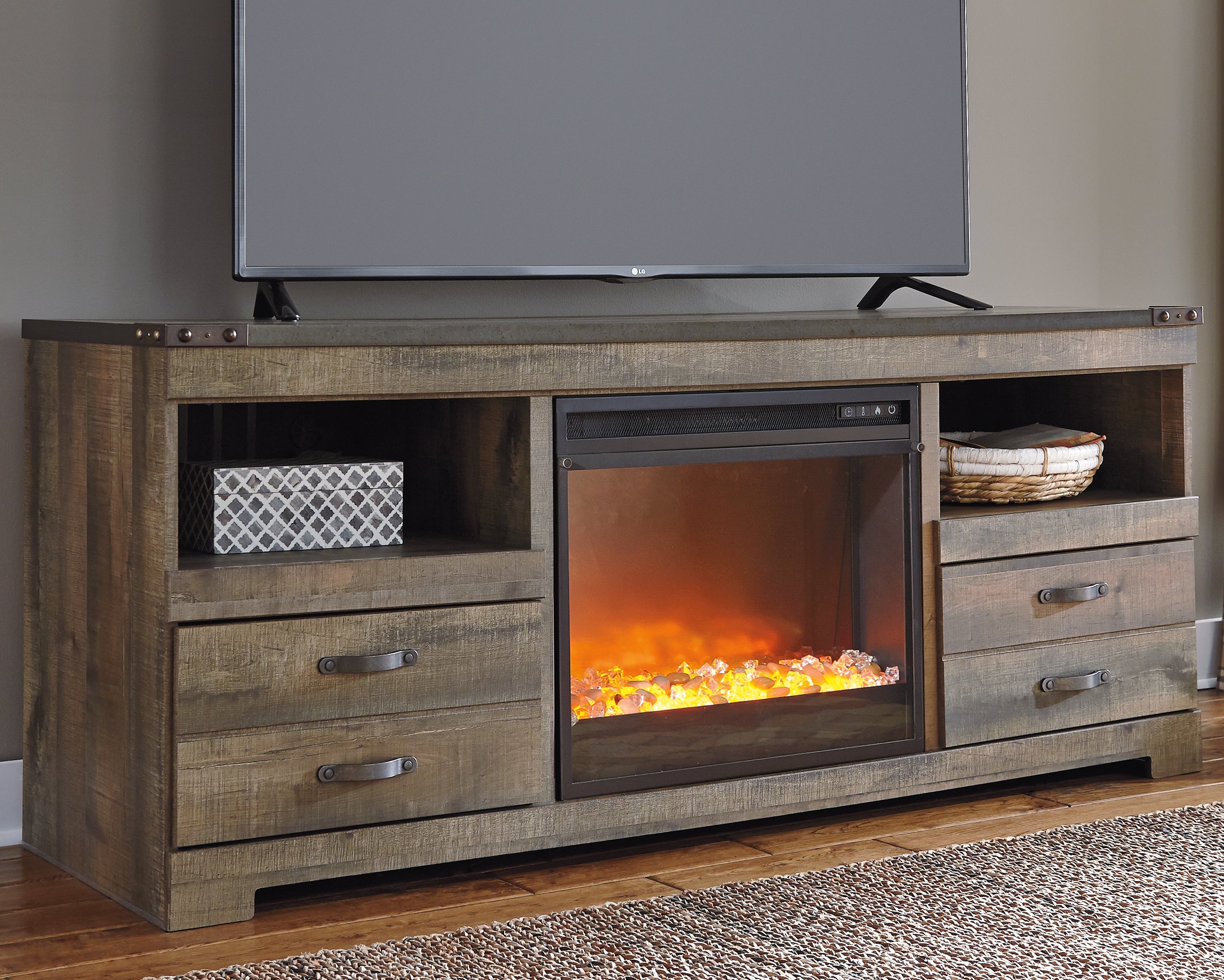 Trinell 63\" TV Stand with Electric Fireplace