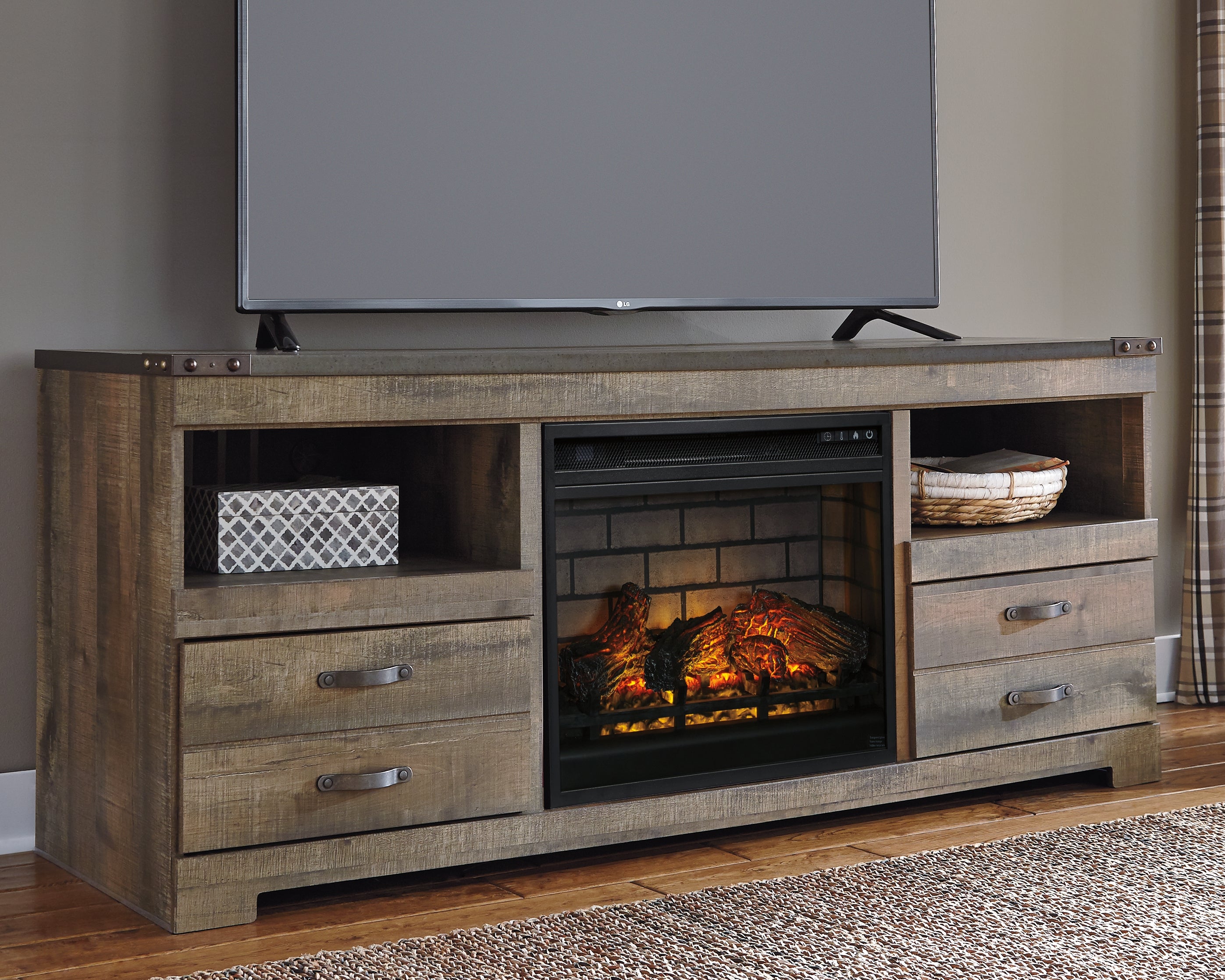 Trinell 63\" TV Stand with Electric Fireplace