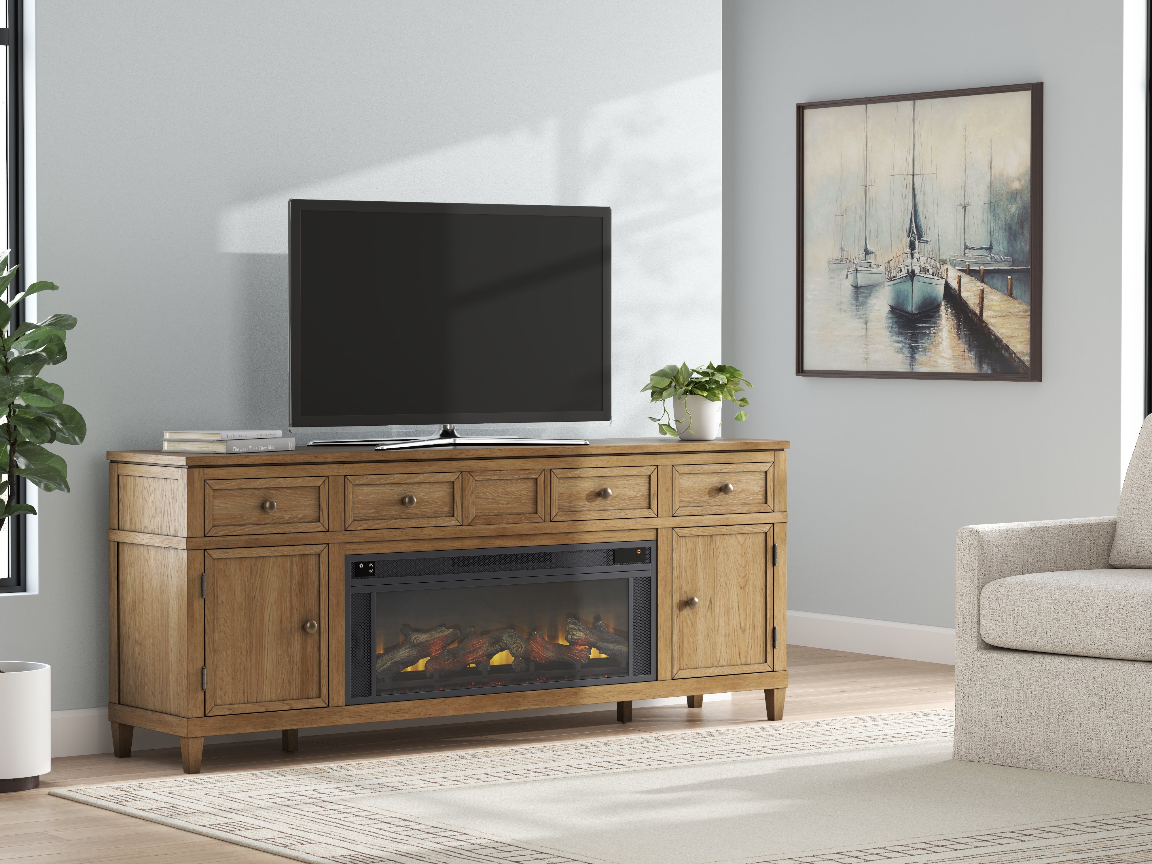 Sharlance 81\" TV Stand with Electric Fireplace
