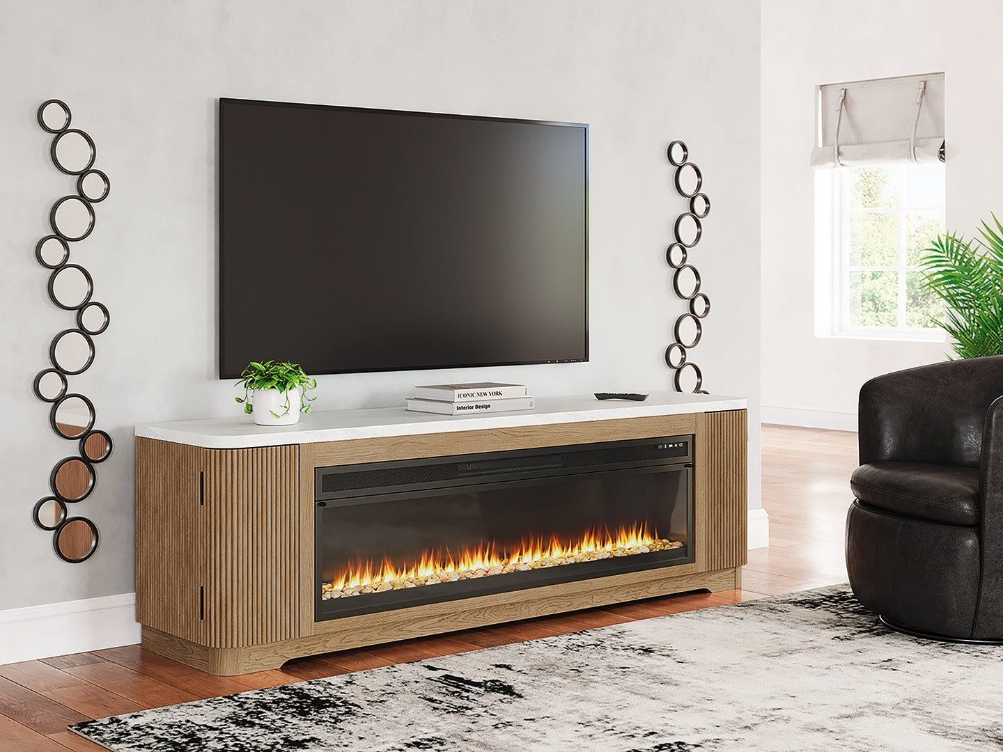 Camdill 80\" TV Stand with Electric Fireplace