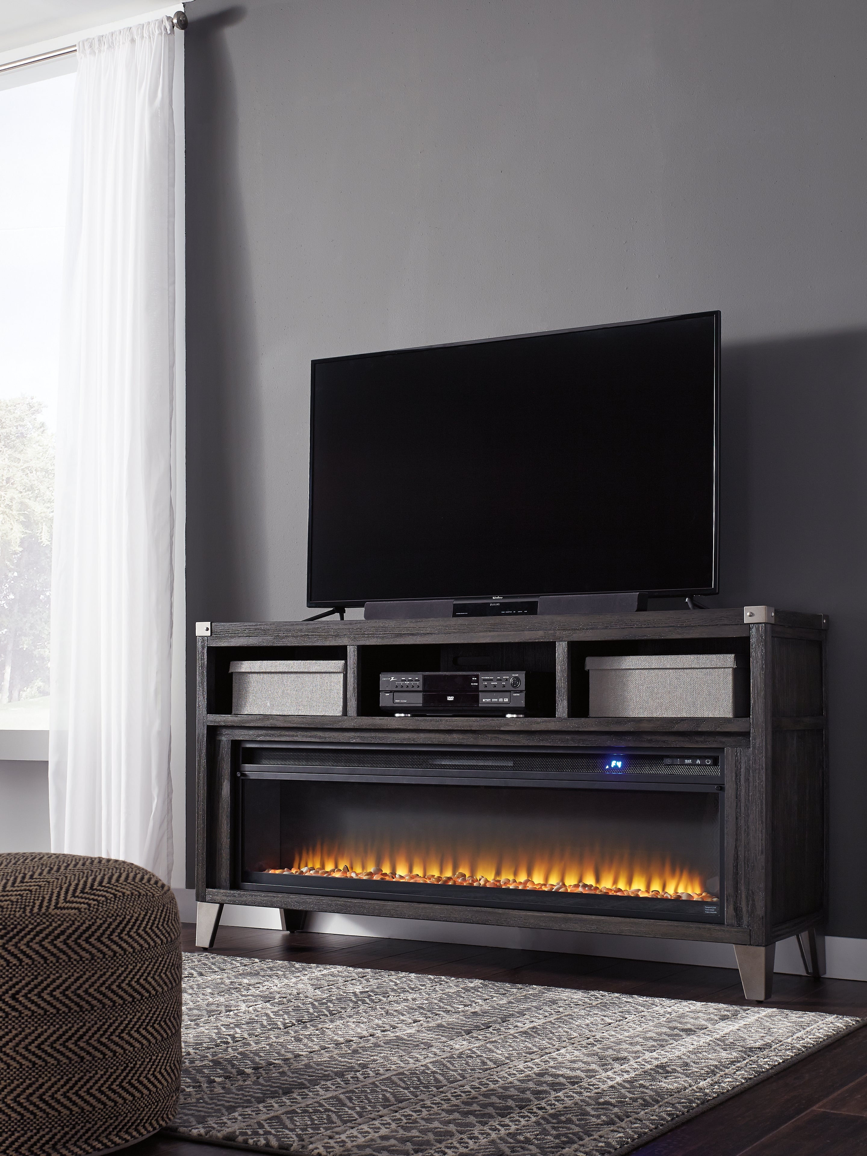 Todoe 65\" TV Stand with Electric Fireplace