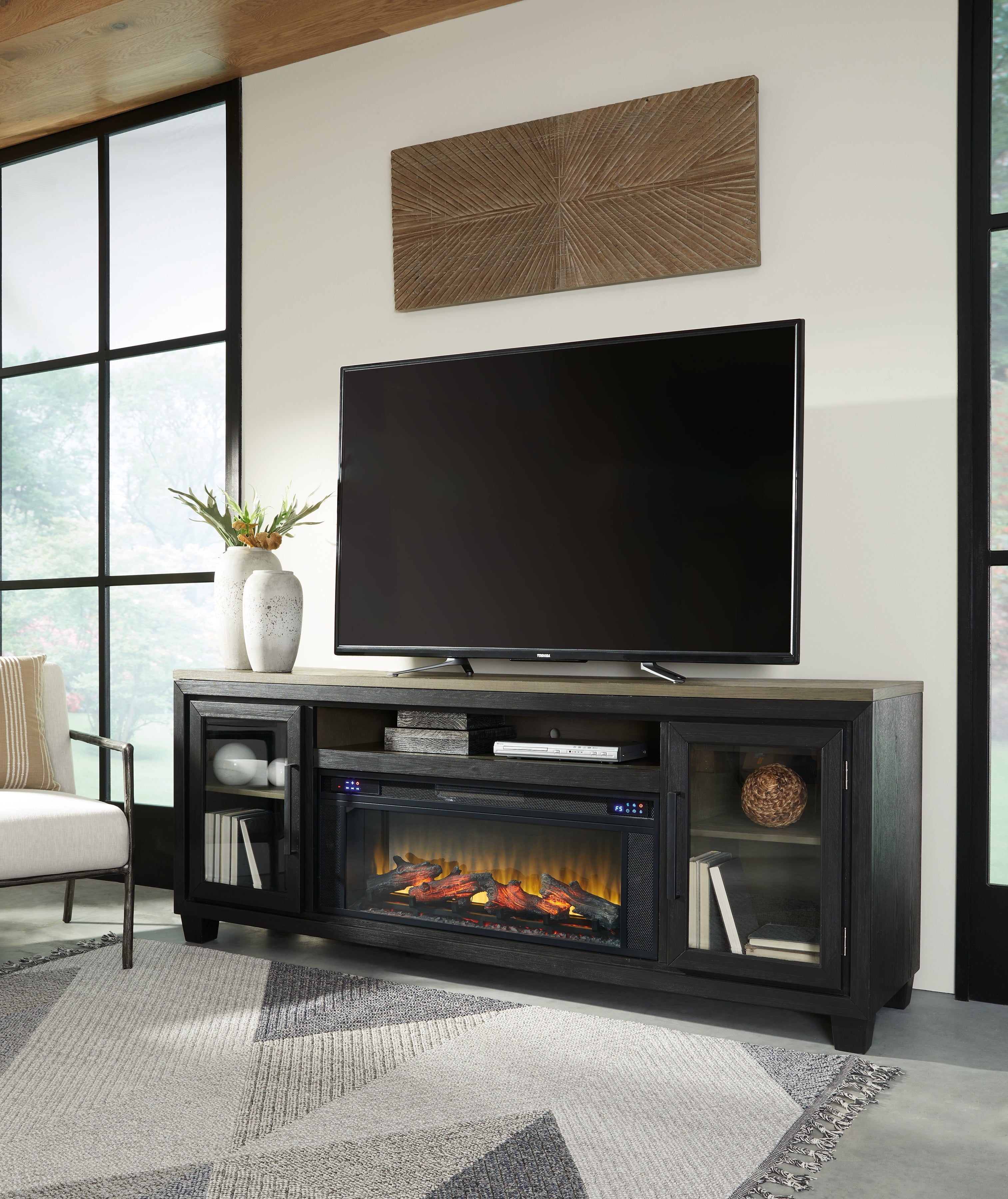 Foyland 83\" TV Stand with Electric Fireplace