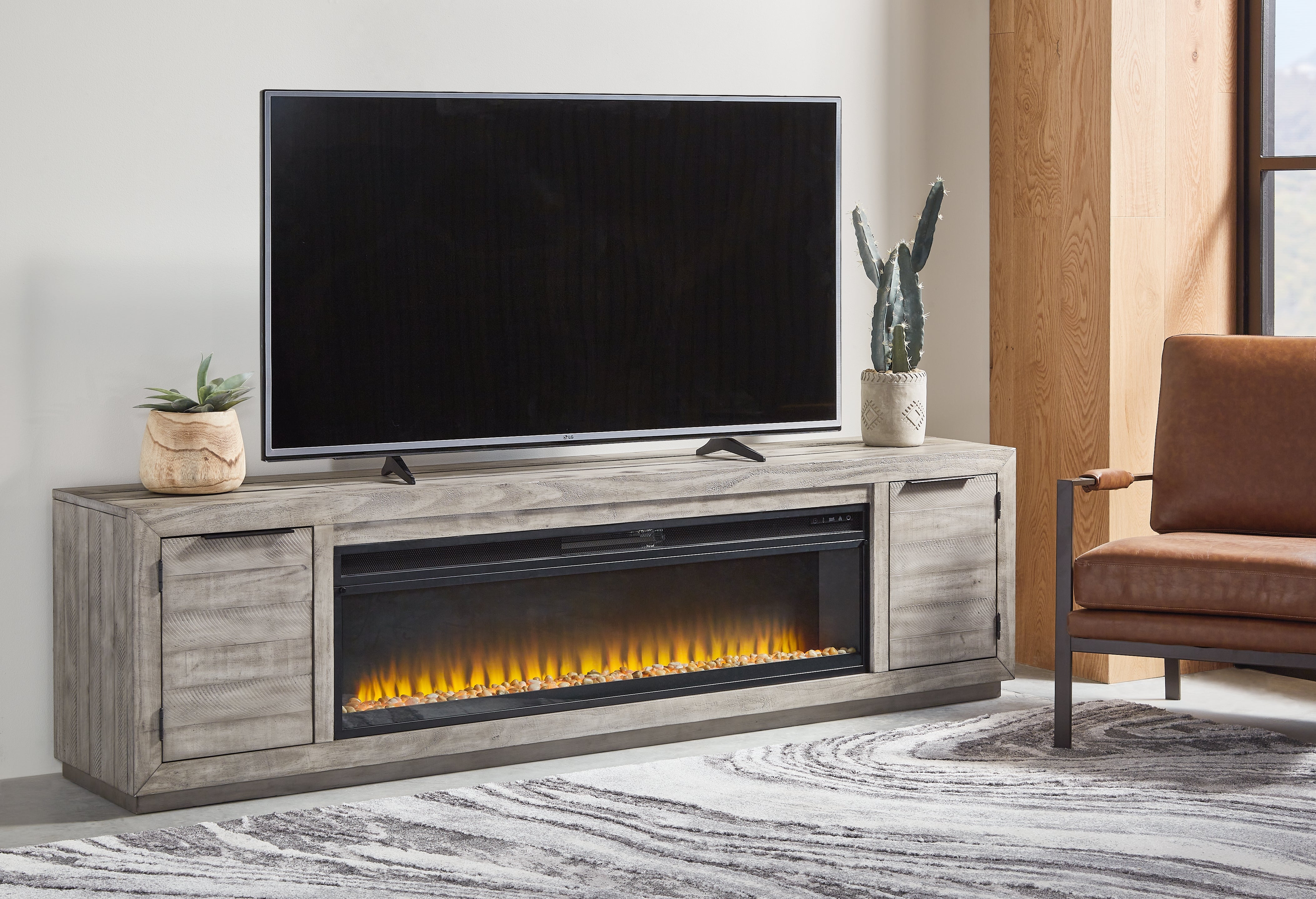 Naydell 92\" TV Stand with Electric Fireplace
