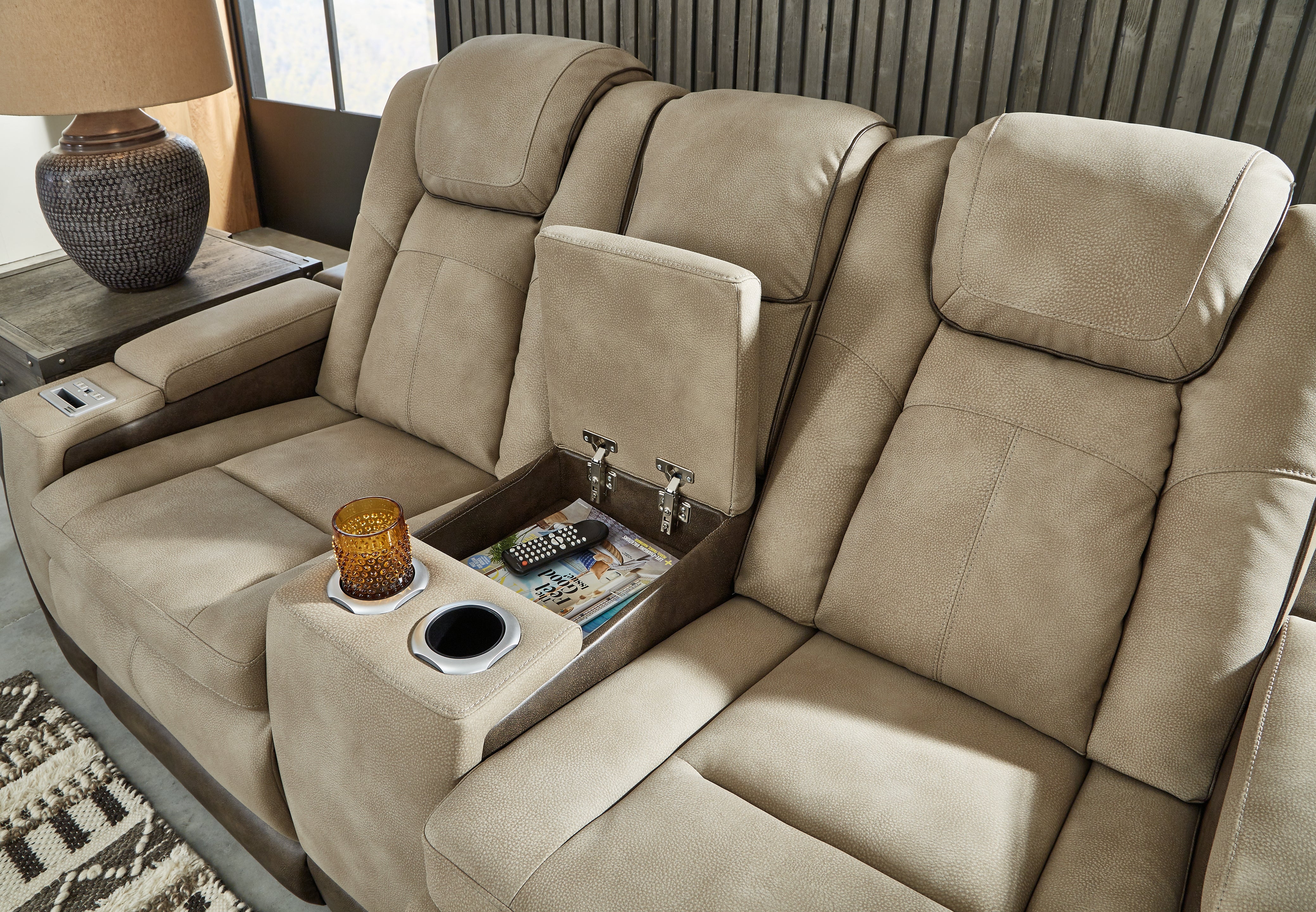 Next-Gen Durapella Power Reclining Loveseat with Console