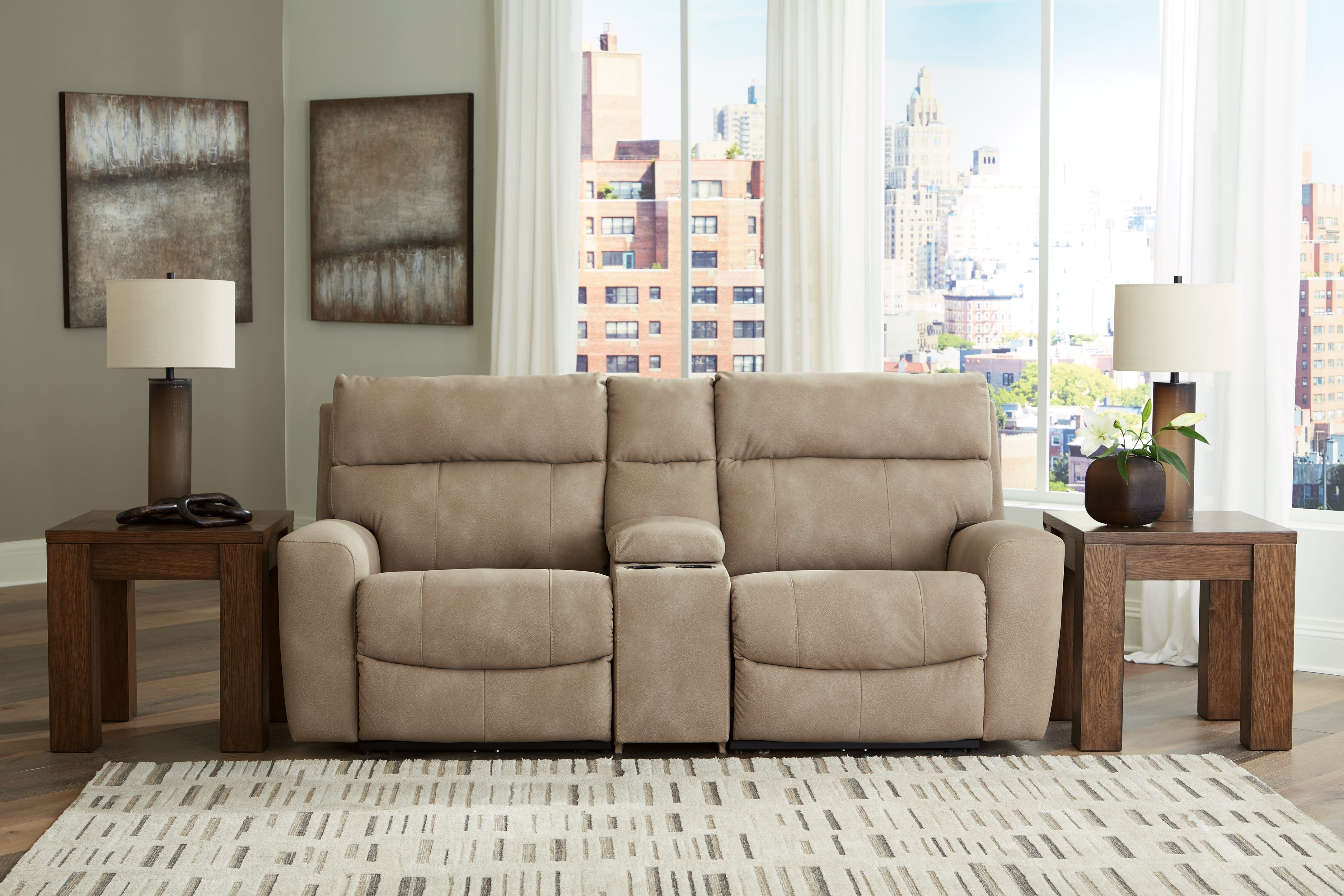 Next-Gen Durapella 3-Piece Power Reclining Sectional Loveseat with Console