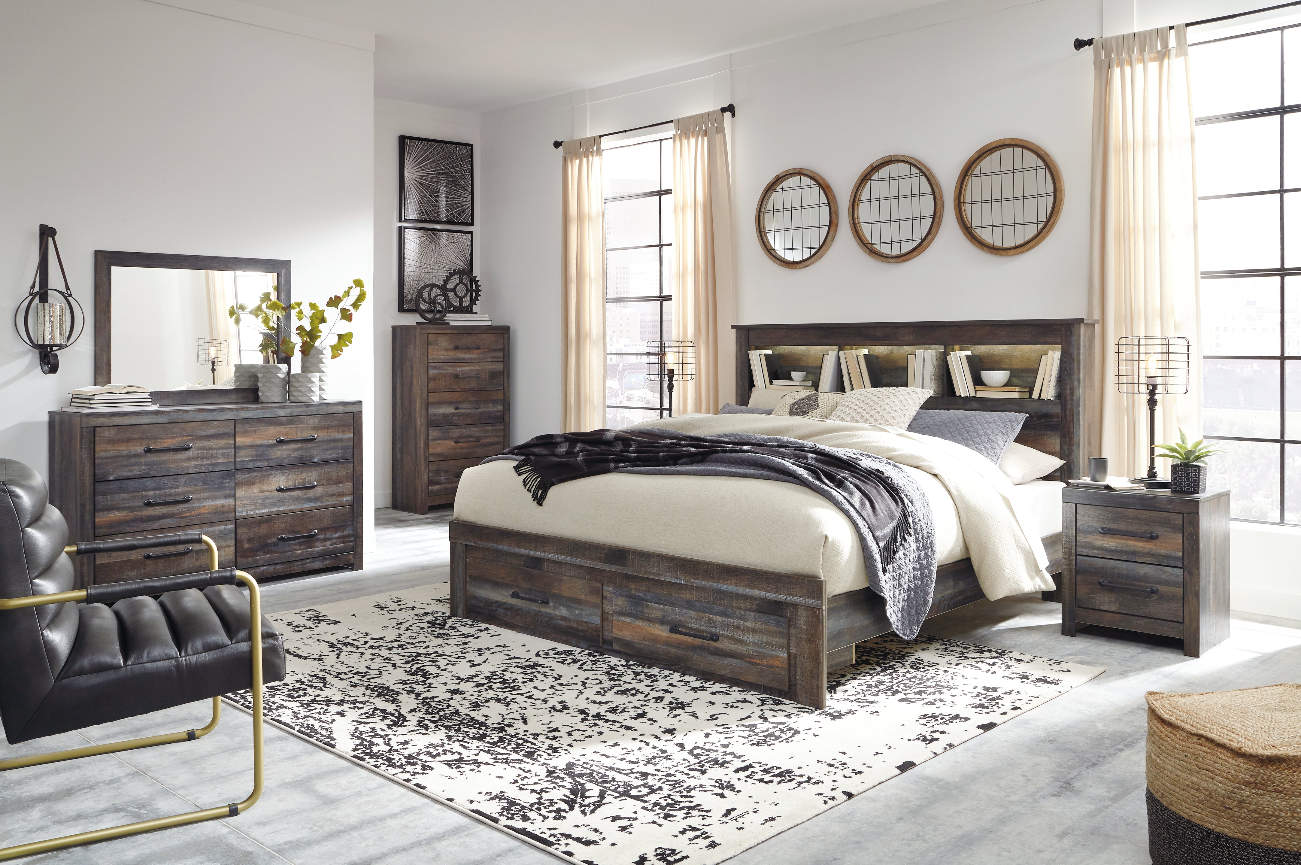 Drystan King Bookcase Bed with 2 Storage Drawers