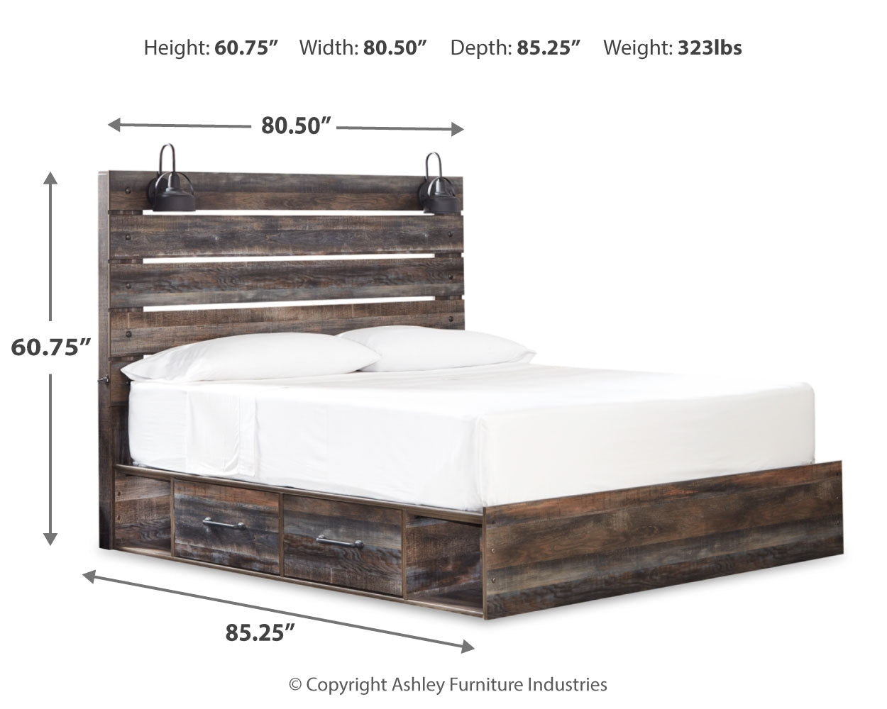 Drystan King Panel Bed with 4 Storage Drawers