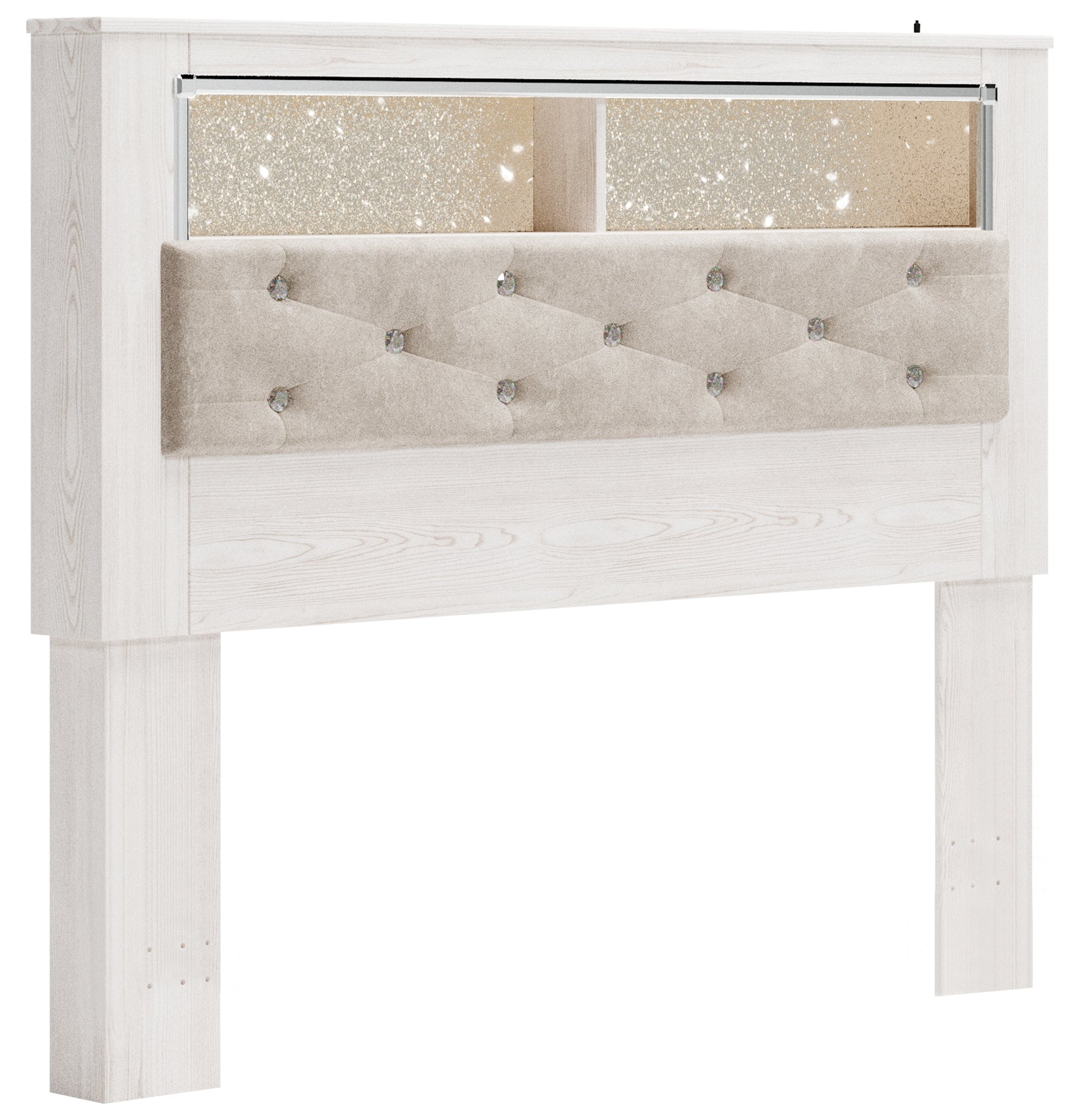 Altyra Queen Upholstered Panel Bookcase Headboard