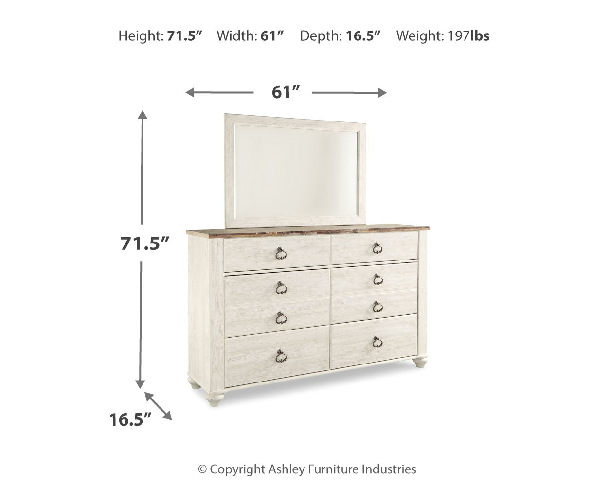 Willowton Dresser and Mirror