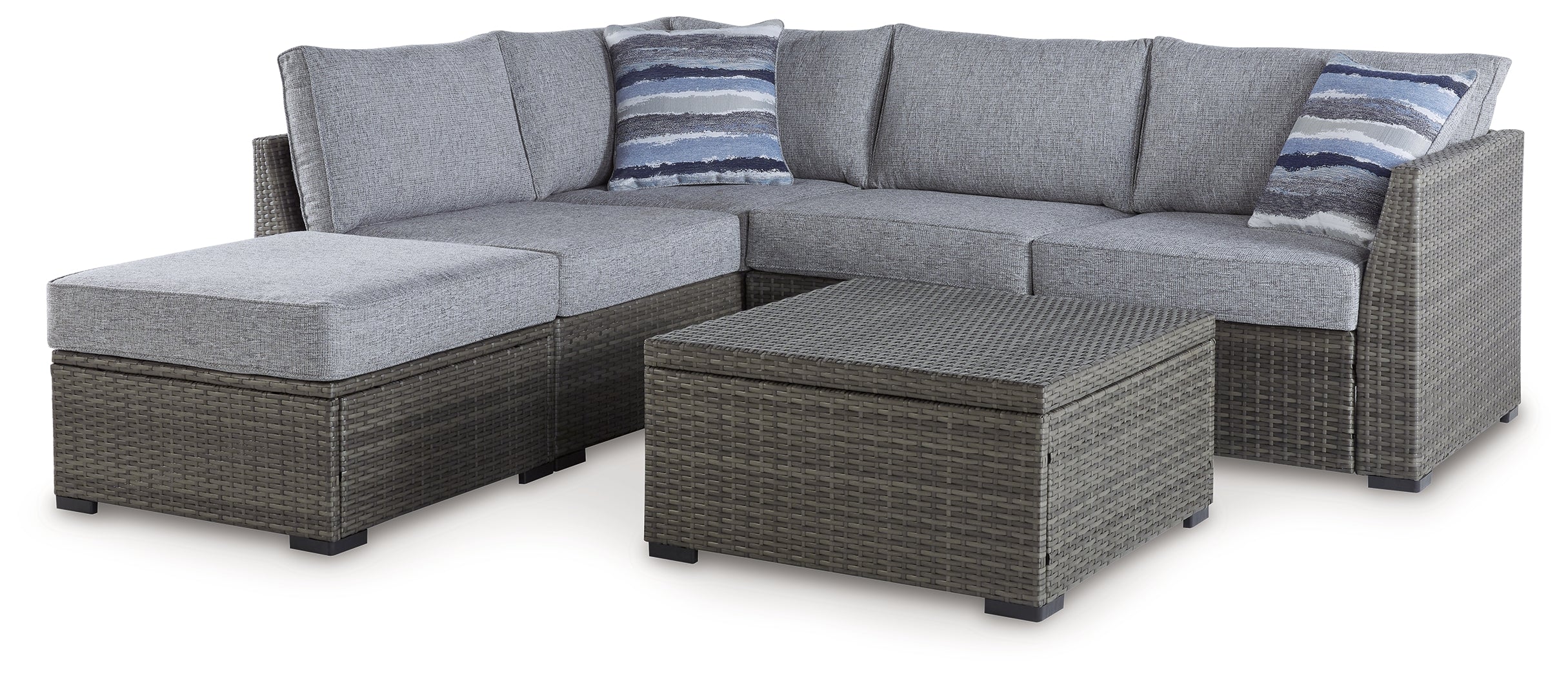 Petal Road Outdoor Loveseat Sectional/Ottoman/Table Set (Set of 4)