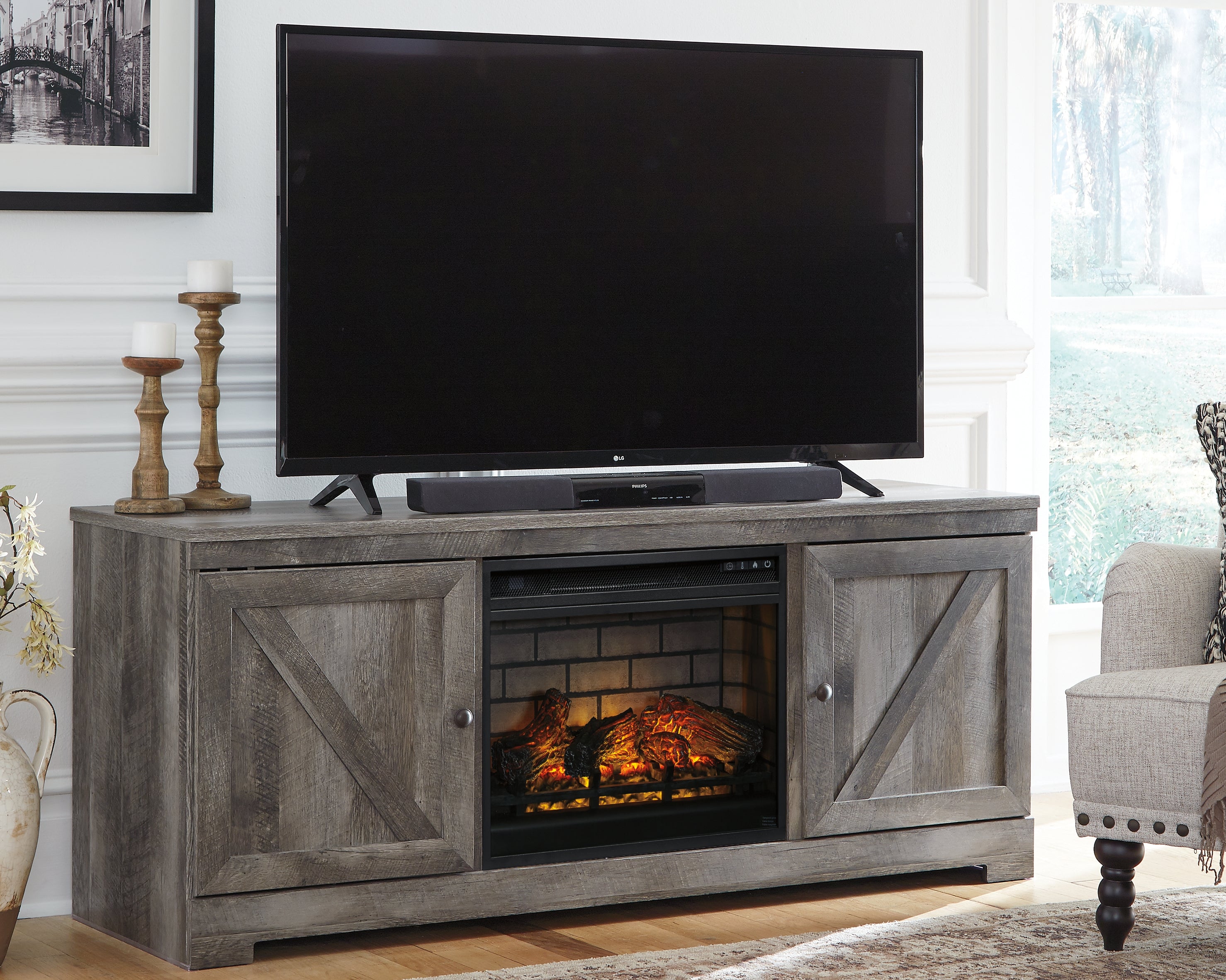 Wynnlow 63\" TV Stand with Electric Fireplace