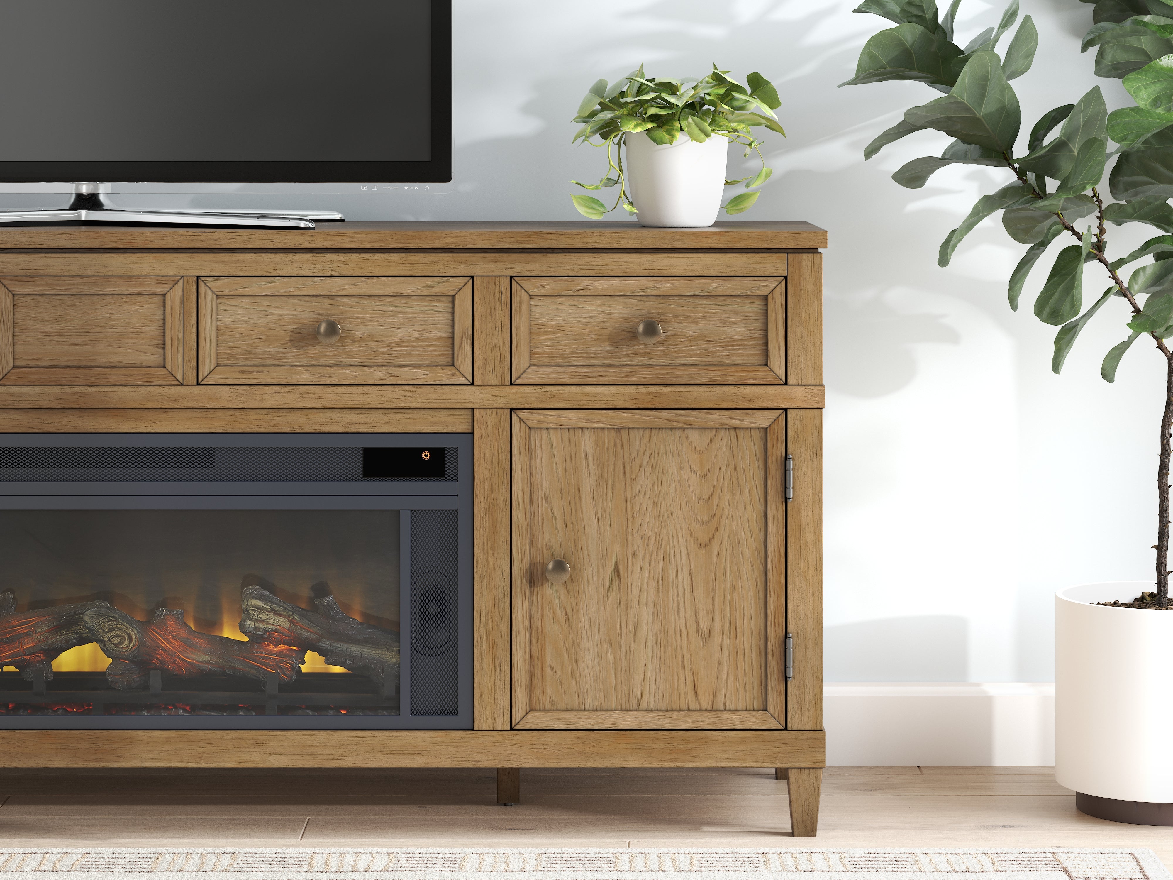Sharlance 81\" TV Stand with Electric Fireplace