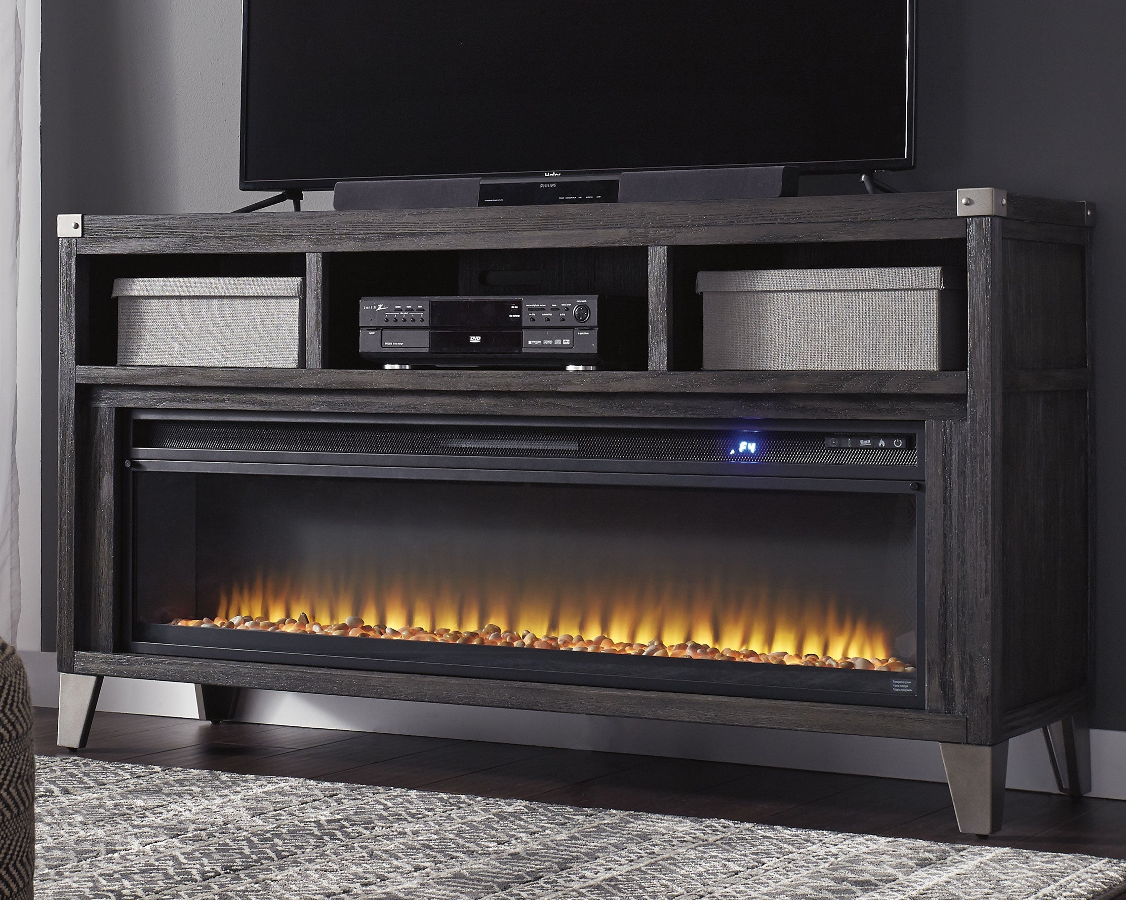 Todoe 65\" TV Stand with Electric Fireplace