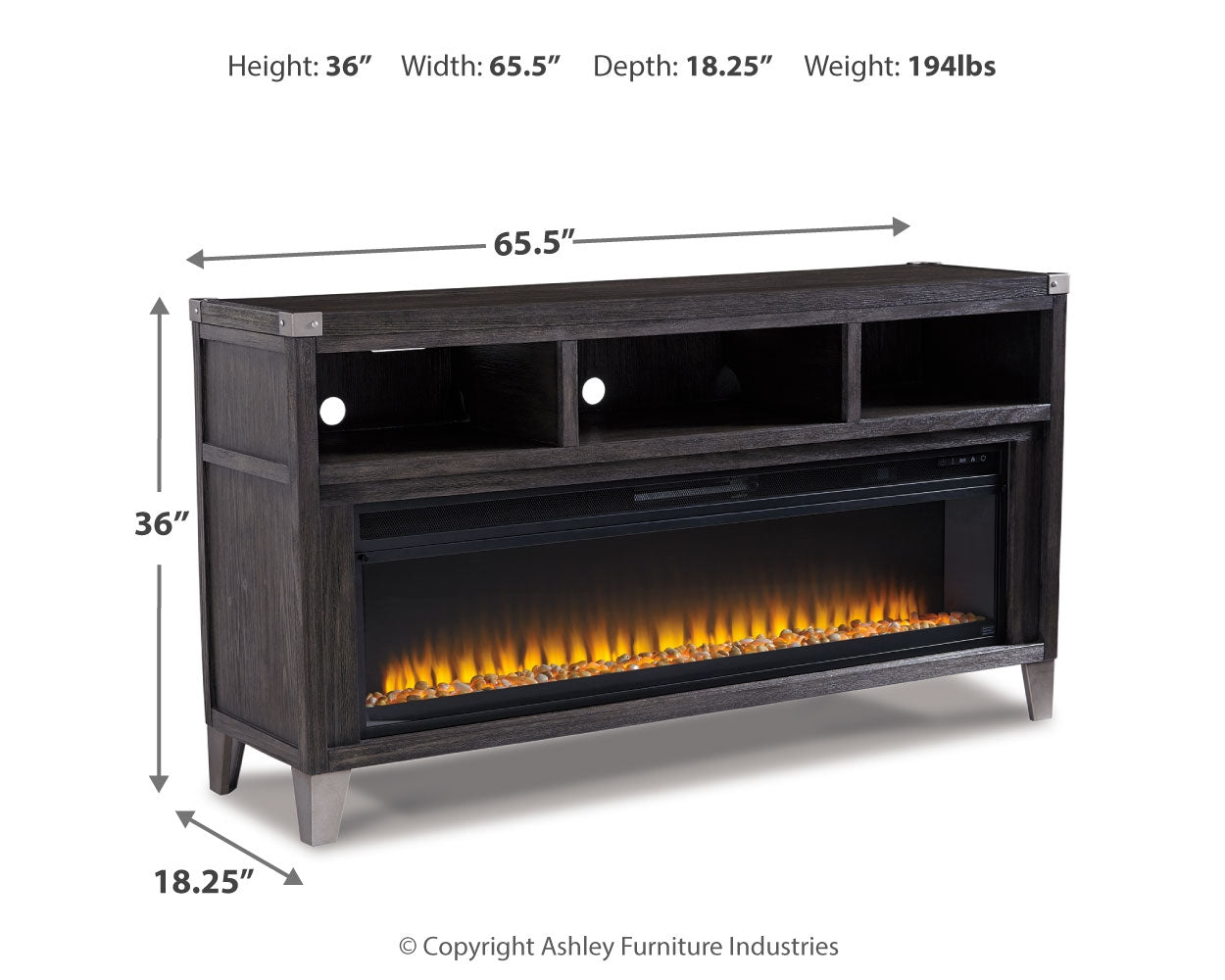 Todoe 65\" TV Stand with Electric Fireplace